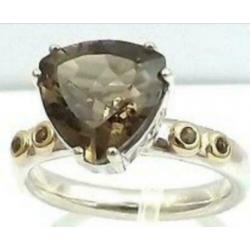 Pandora ring goud en zilver Smokey Quartz
