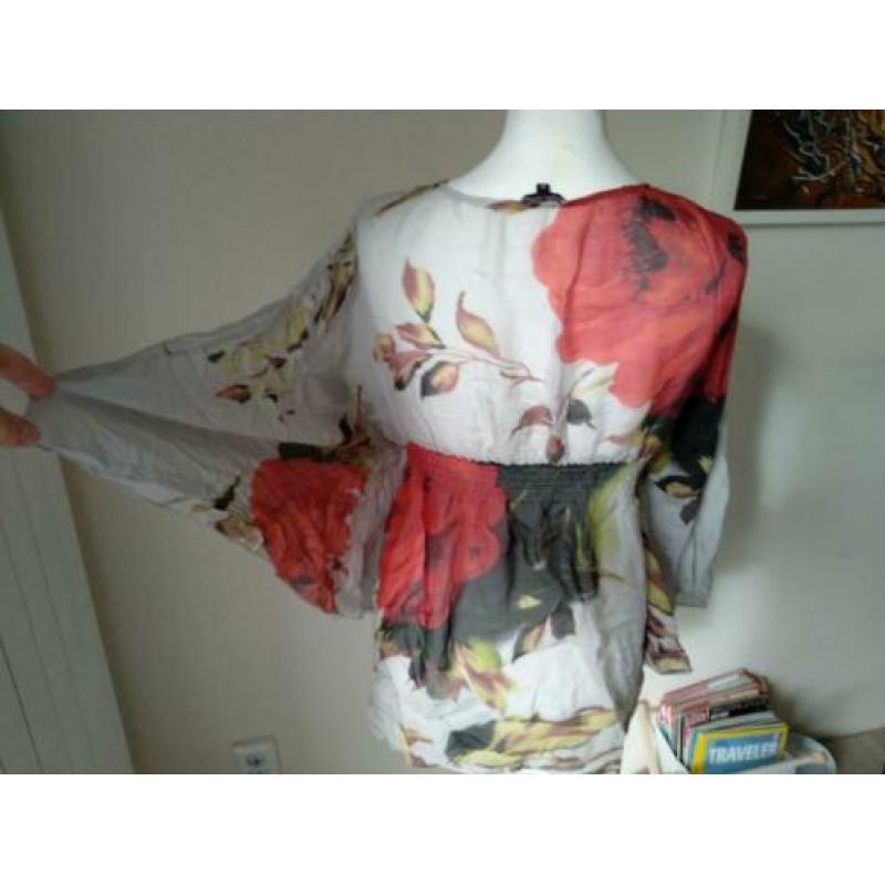 Traffic people zijden tuniek blouse Ibiza klaprozen m