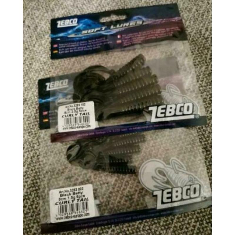 Zebco soft lures curly tail €1,25 per verpakking