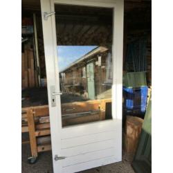 Merbau achterdeur, schuurdeur, tuindeur, deur met iso glas