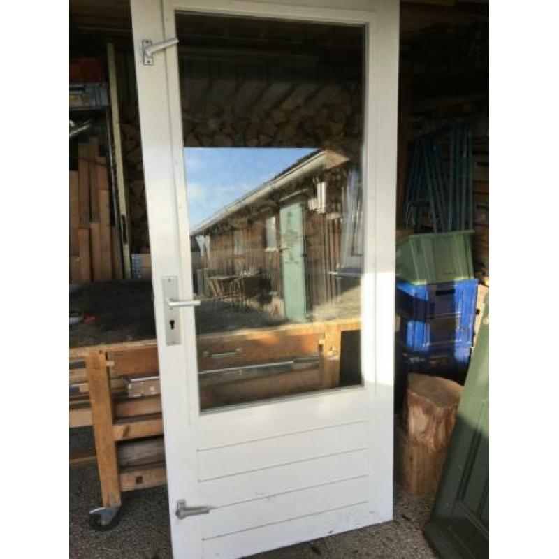 Merbau achterdeur, schuurdeur, tuindeur, deur met iso glas