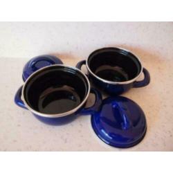 045 Pannetjes, blauwe emaille, zgan