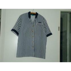 blouse mt 46/48 blauw/wit gestreept