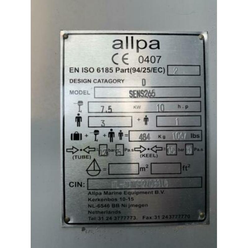 Allpa sens 265 rubberboot aluminium vloer