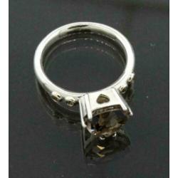 Pandora ring goud en zilver Smokey Quartz