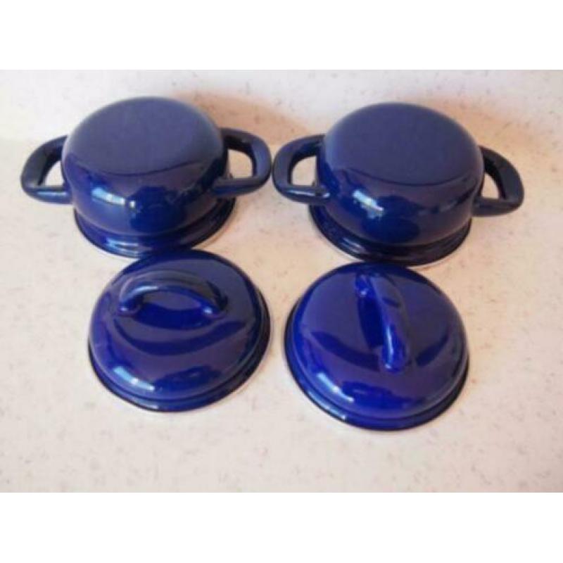 045 Pannetjes, blauwe emaille, zgan