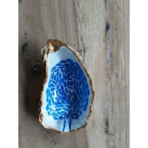 Handbeschilderde oester 'boom blauw'