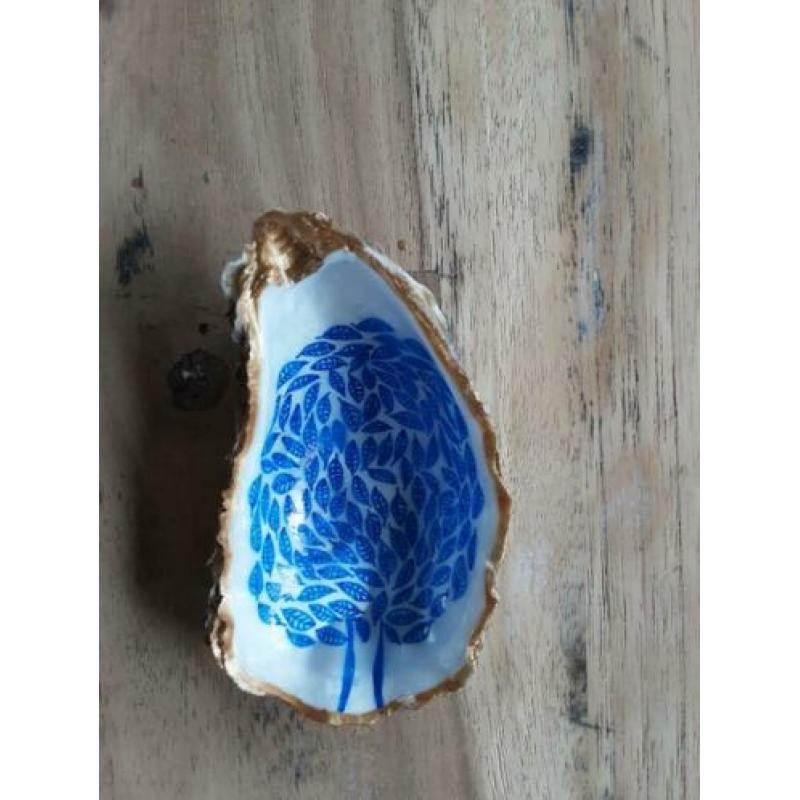 Handbeschilderde oester 'boom blauw'