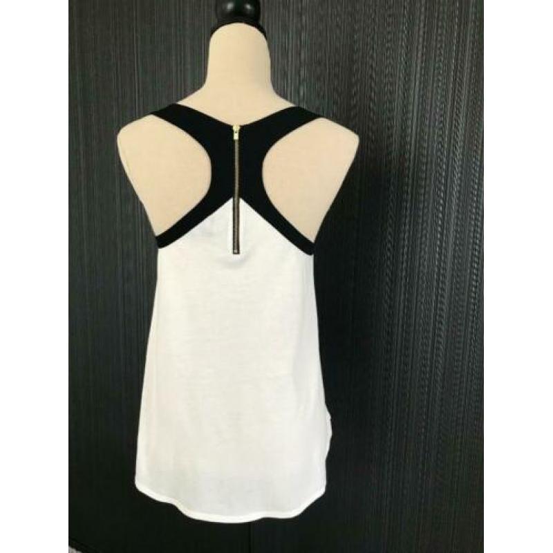 Express mouwloos top / bloes wit / zwart maat XS