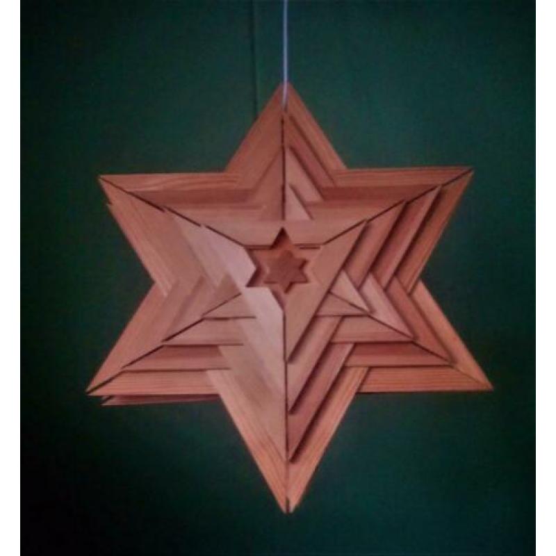 Klassieke Houten Vintage Adventster / Kerstster / 38 cm