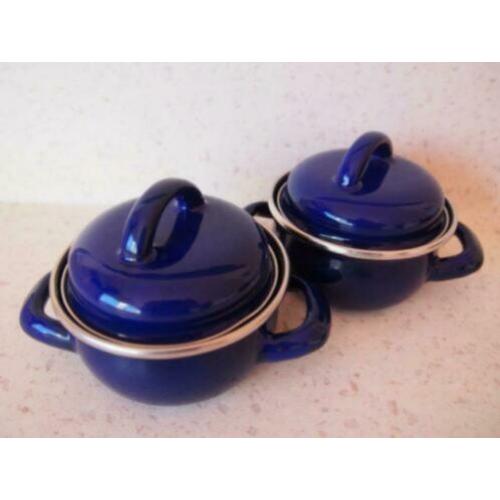 045 Pannetjes, blauwe emaille, zgan