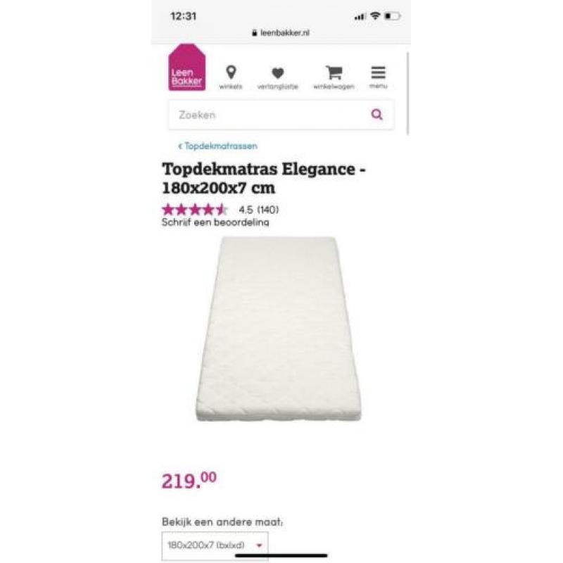 Malm bed 180 x 200 inclusief topper van 7cm