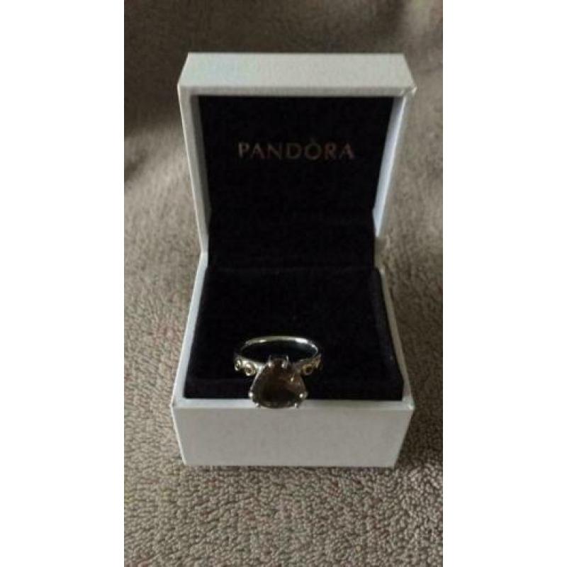 Pandora ring goud en zilver Smokey Quartz