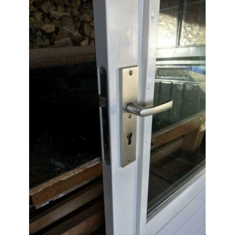 Merbau achterdeur, schuurdeur, tuindeur, deur met iso glas