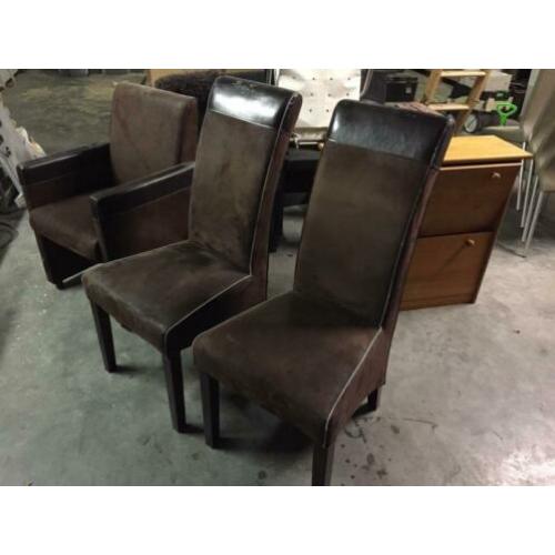 6x bruine stoelen