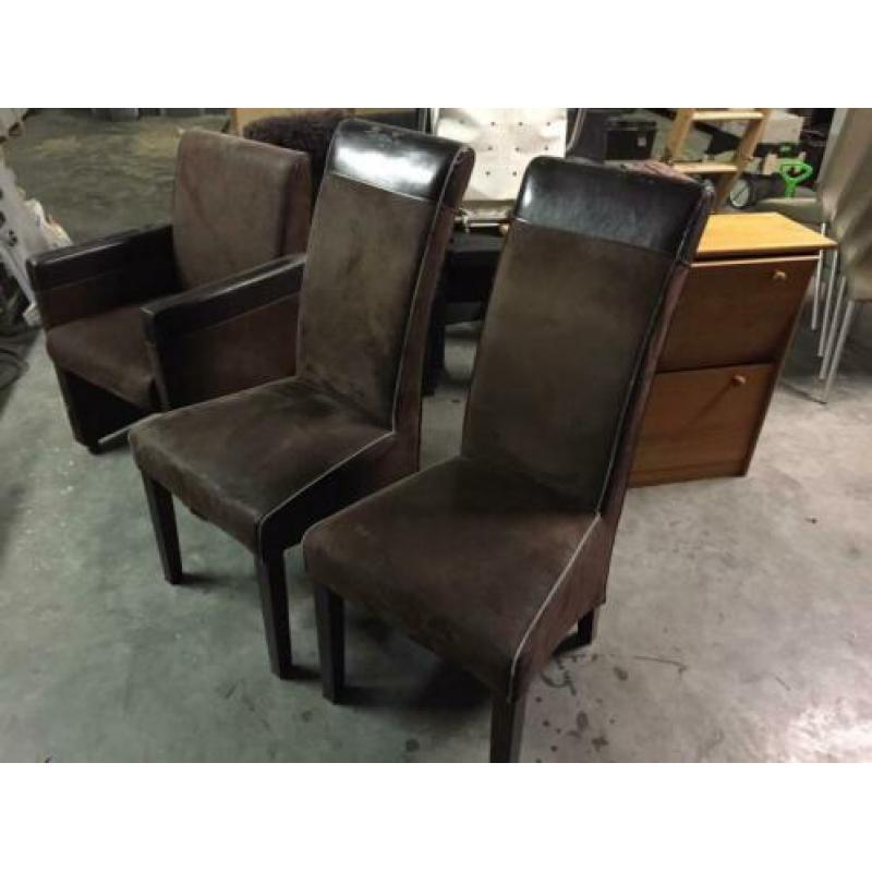 6x bruine stoelen