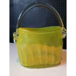 Glaskunst tas geel groen glas 17cm !