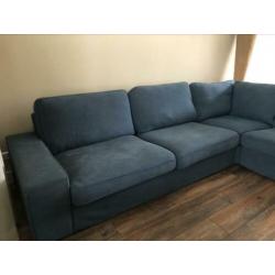 Mooie grote blauwe hoekbank van Ikea