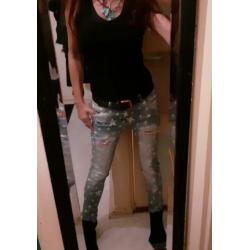 Nwe skinny strech jeans sterren spijkerbroek festival S M