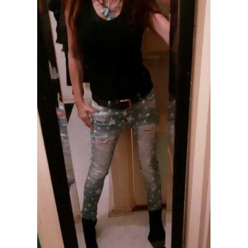 Nwe skinny strech jeans sterren spijkerbroek festival S M