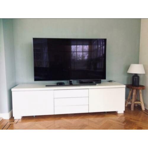 tv meubel hoogglans wit 180b x 40d x 49h (Besta)