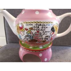 Mooie theepot met rechaud van blond amsterdam