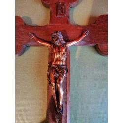 Brocante Oud Houten Kruisbeeld Kruis Beeld