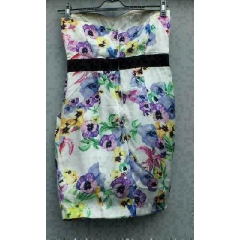 prachtige strapless violen jurk mt S