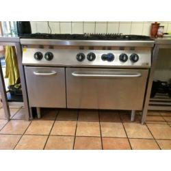 Beuk Horeca 6-pits gasfornuis met gasbakoven grootkeuken