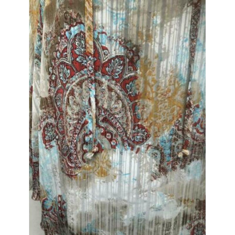 Superleuke beige/ blauwe tuniek ULLA POPKEN mt 52/54