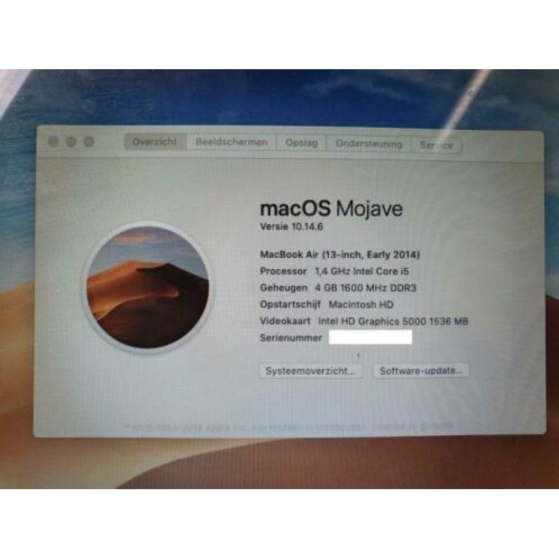 Macbook Air 2014 13-inch i5 4GB RAM 128GB SSD | incl. Oplade