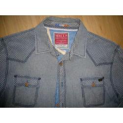 Blouse, fijne ruit blauw/beige, merk MILLS BROTHERS, maat XL