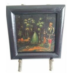 Antiek Russisch lak miniatuur schilderijtje schilderij