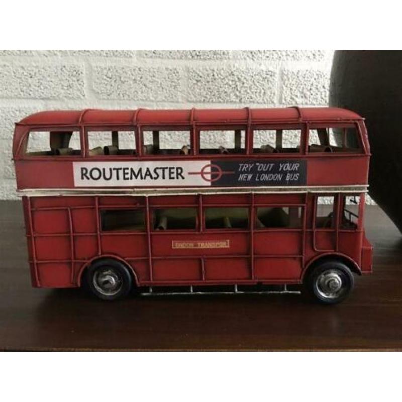 Prachtige handgemaakt metalen model dubbeldekker-bus