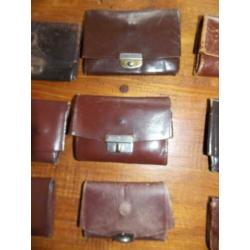 vintage oude heren beurs portemonnee leer leren 9 stuks