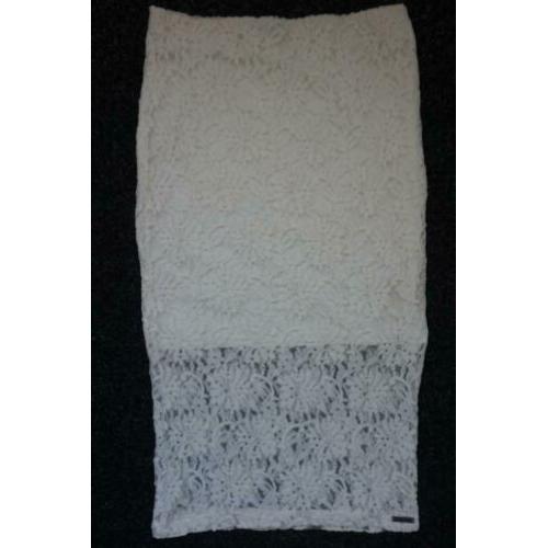 Superdry rok wit kant, lang/kort, maat S/M, 36-38