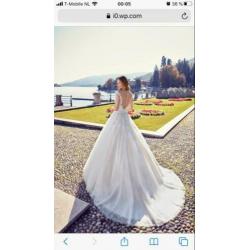 Trouwjurk Eddy K model 1669 light gold incl. hoepel