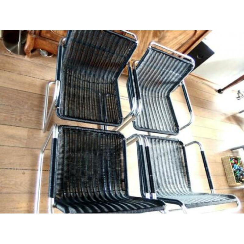 4 retro buisframe chroom / kunststof eetkamerstoelen
