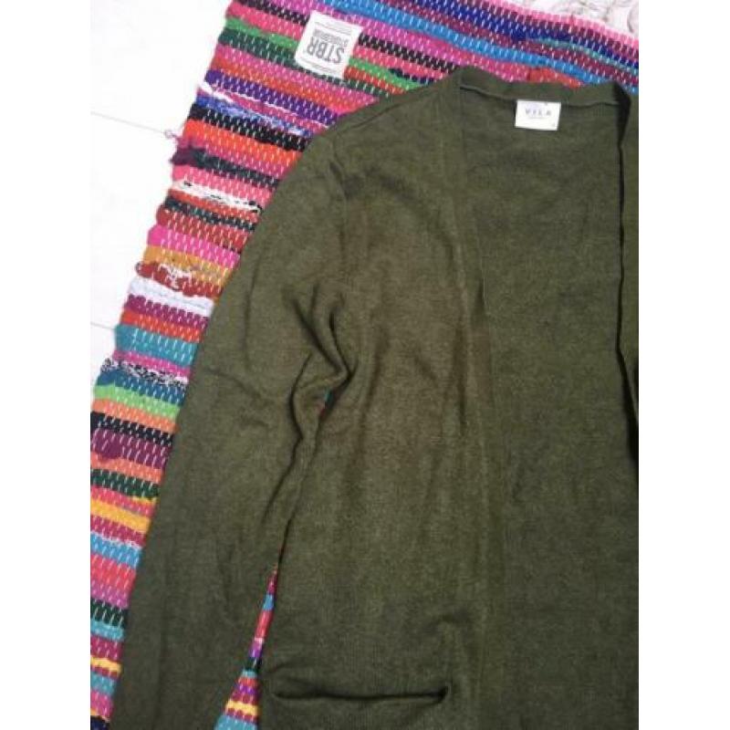 Groen viscose gebreid only lang vest m l xl