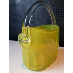 Glaskunst tas geel groen glas 17cm !