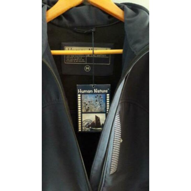 Nieuwe donker blauwe soft shell/jas Merk Human Nature Maat M