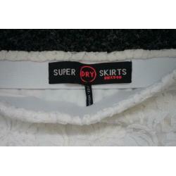 Superdry rok wit kant, lang/kort, maat S/M, 36-38