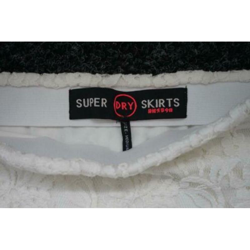 Superdry rok wit kant, lang/kort, maat S/M, 36-38