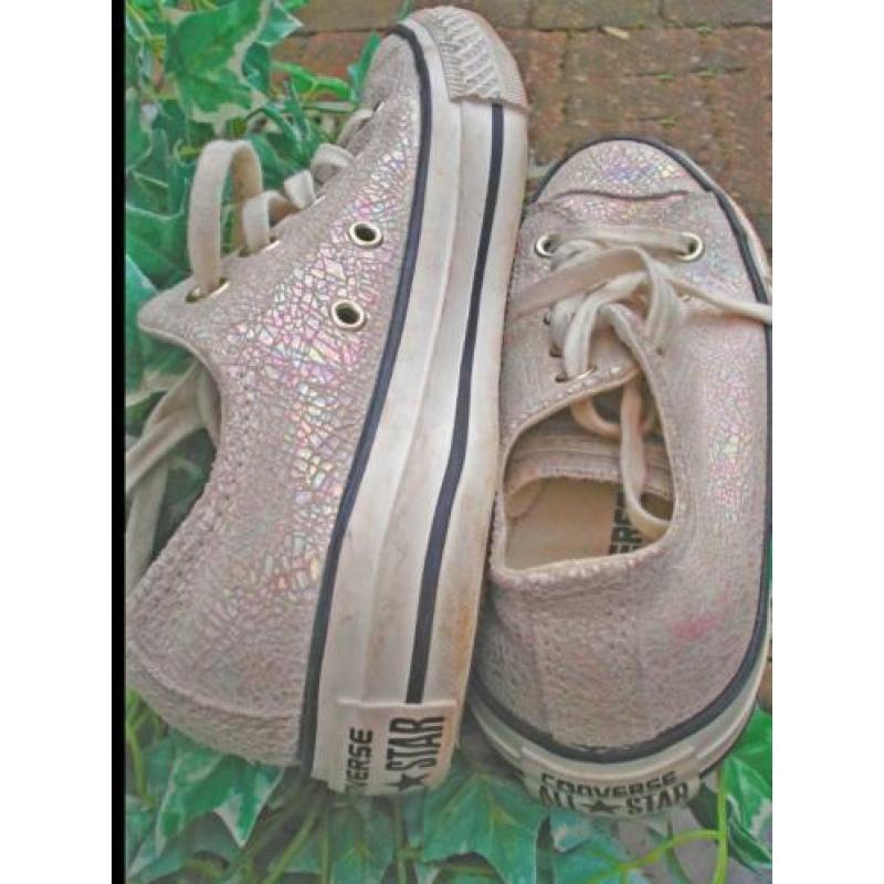 CONVERSE ALL STAR parelmoer kleurig leren sneakers mt 36.5