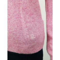 Benetton roze vest vestje van scheerwol xs 34 nieuwstaat