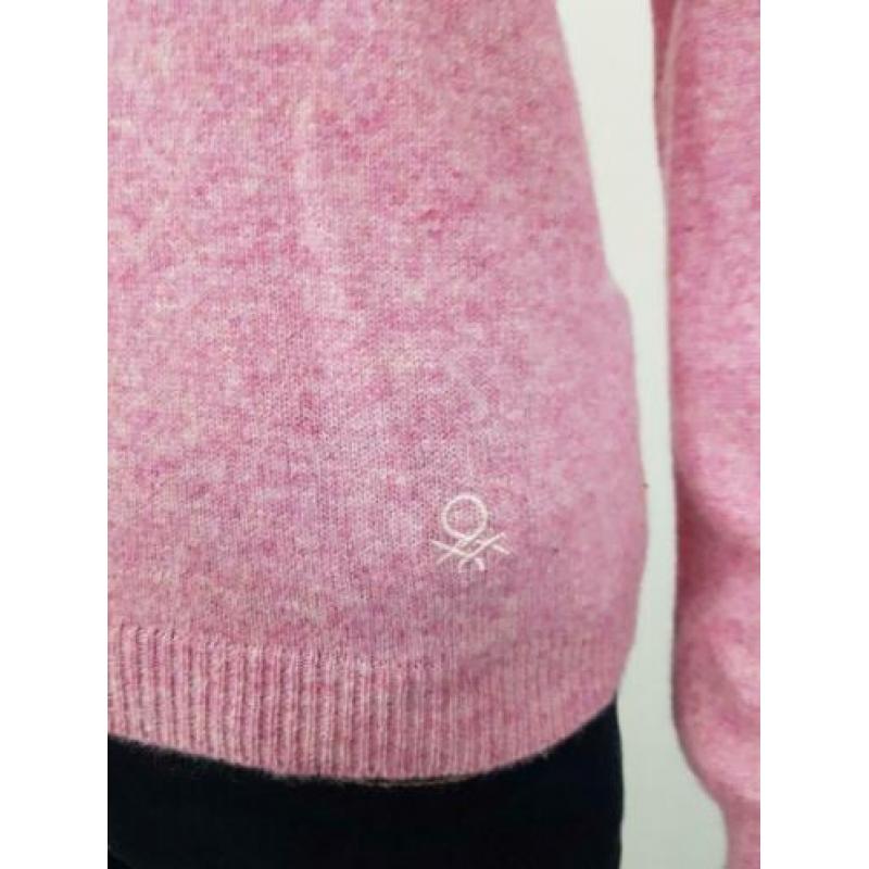 Benetton roze vest vestje van scheerwol xs 34 nieuwstaat