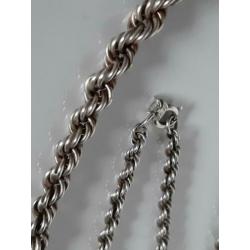 Zilveren gedraaide schakel ketting. 925 FMD gemerkt