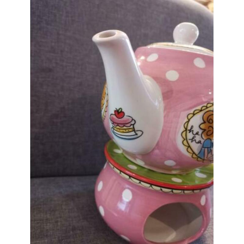Mooie theepot met rechaud van blond amsterdam