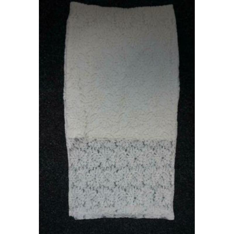 Superdry rok wit kant, lang/kort, maat S/M, 36-38