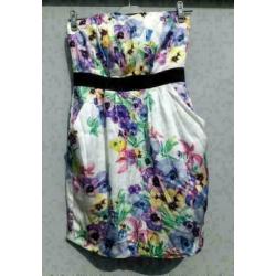 prachtige strapless violen jurk mt S